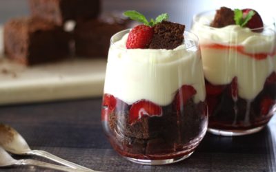 Brownie + Strawberry Cheesecake Parfait Recipe | Valentines Day Recipe