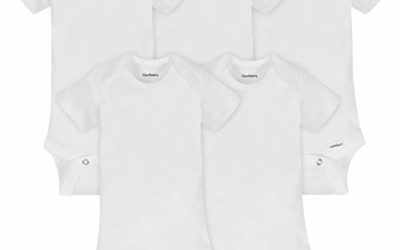 Gerber Baby 5-Pack or 15 Multi Size Organic Short Sleeve Onesies Bodysuits, White 5 Pack, 6-9 Months