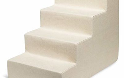 USA Made Pet Steps/Stairs with CertiPUR-US Certified Foam for Dogs & Cats by Best Pet Supplies – Ivory, 4-Step (H: 18")