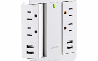 CyberPower P4WSU Professional Surge Protector, 900J/125V, 4 Swivel Outlets, 4 USB-A Charge Ports, White Wall Tap