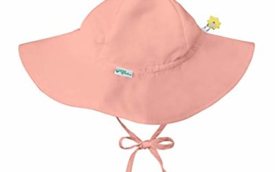 i play. by green sprouts unisex-baby Brim Sun Protection Hat | All-day UPF 50+ sun protection for head, neck, & eyes,Coral, 9/18mo