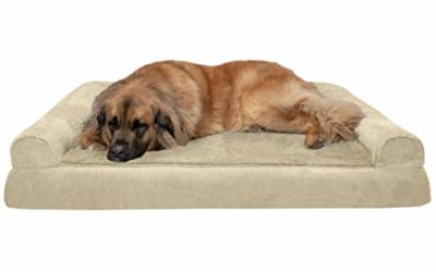 Furhaven Pet Dog Bed – Orthopedic Ultra Plush Faux Fur & Suede Traditional Sofa-Style Living Room Couch Pet Bed w/ Removable Cover for Dogs & Cats, Clay, Jumbo Plus