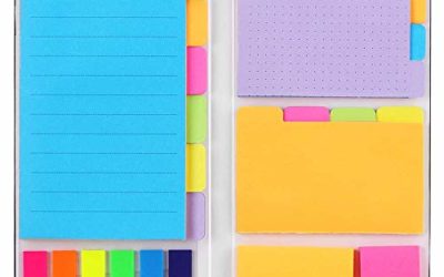 Sticky Notes Set, Hommie Colored Divider Self-Stick Notes Pads Bundle, Prioritize with Color Coding, 60 Ruled (3.7×6), 48 Dotted (3.7×3), 48 Blank (3×3.7), 48 Per Rectangular, 25 Per PET Color