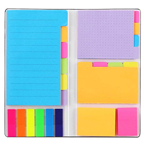 Sticky Notes Set, Hommie Colored Divider Self-Stick Notes Pads Bundle, Prioritize with Color Coding, 60 Ruled (3.7×6), 48 Dotted (3.7×3), 48 Blank (3×3.7), 48 Per Rectangular, 25 Per PET Color
