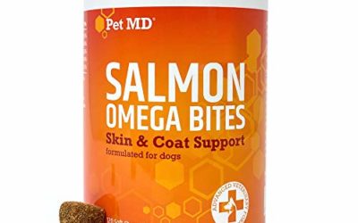 Pet MD Salmon Oil Omega 3 for Dogs – Advanced Allergy & Itch Relief for Dogs – Omega 3 & 6, EPA & DHA, Fish Oil Omega 3 Soft Chews – 120 Count