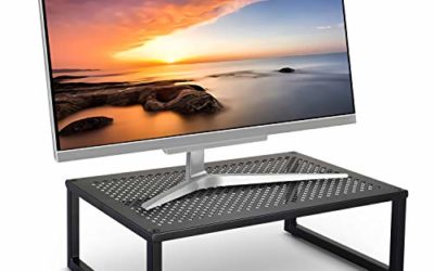 Simple Trending Monitor Stand Riser, Metal Desk Organizer Stand with Anti-Slip Suction Cup for Laptop, Computer, iMac, Pc, Printer, Black