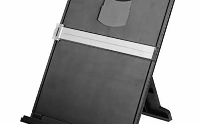 3M Desktop Document Holder with Adjustable Clip, Holds Letter, Legal and A4 Documents, Bottom Ledge Has Lip to Keep up to 150 Sheets Securely in Place, Folds Flat for Storage, Black (DH340MB),25 1/2" x 12"