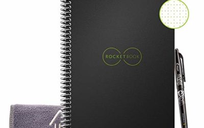 Rocketbook Smart Reusable Notebook – Dot-Grid Eco-Friendly Notebook with 1 Pilot Frixion Pen & 1 Microfiber Cloth Included – Infinity Black Cover, Executive Size (6" x 8.8")