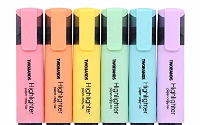 TWOHANDS Highlighter,Chisel Tip,6 Assorted Pastel Colors, for Adults & Kids,with Large Ink Reservoir for Extra Long Marking Performance