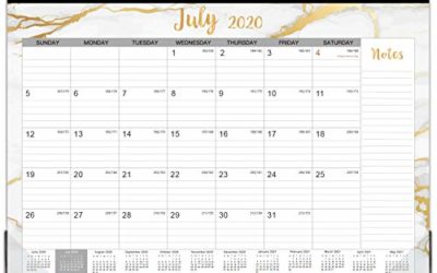 2020-2021 Desk Calendar -18 Months Desk Calendar 2020-2021, Desk/Wall Monthly Calendar Pad, 17" x 12", January 2020 – June 2021, Ruled Blocks, Colorful Marble