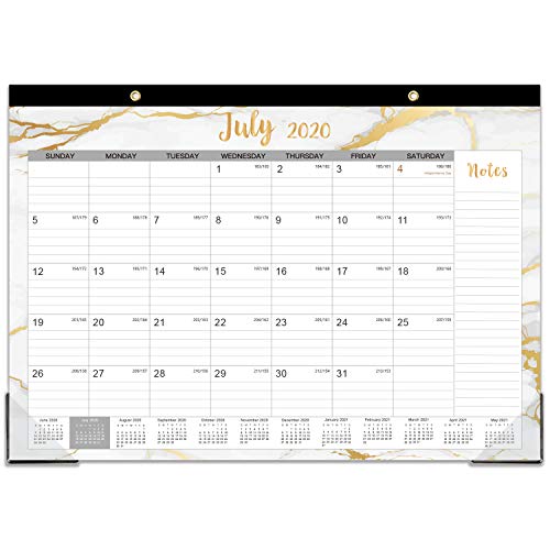 2020-2021 Desk Calendar -18 Months Desk Calendar 2020-2021, Desk/Wall Monthly Calendar Pad, 17" x 12", January 2020 – June 2021, Ruled Blocks, Colorful Marble