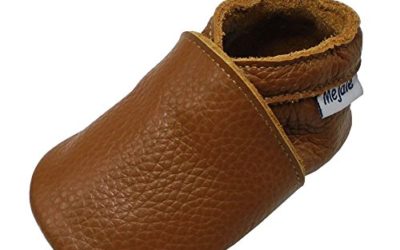 Mejale Baby Soft Soled Leather Moccasins Anti-Slip Infant Toddler Shoes First Walkers(Brown,6-12 Mos)