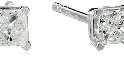 10k White Gold Princess Diamond Stud Earrings (1/5 cttw)