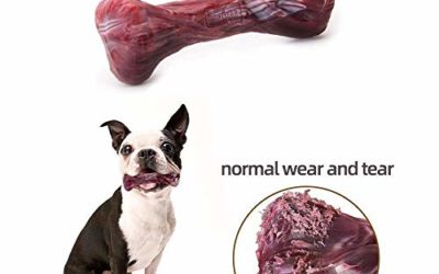 EETOYS Dog Chew Toys for Aggressive Chewers Nearly Indestructible Tough Durable Hard Dog Toy Non-Toxic Nylon Dog Bone Toy Reduces Boredom (Marbled Red, Small)