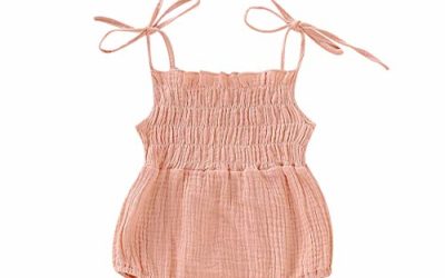 6-12 Month Girl Clothes Baby Girl Ruffle Romper Infant Sleeveless Linen Onesies Halter Bodysuit One Pieces Summer Romper Orange Pink
