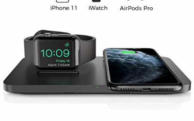 Wireless Charger, Seneo 2 in 1 Dual Wireless Charging Pad with iWatch Stand for iWatch 5/4/3/2, 7.5W Qi Fast Charger for iPhone 11/11 Pro Max/XR/XS Max/XS/X/8/8P, Airpods 2 (No iWatch Charging Cable)