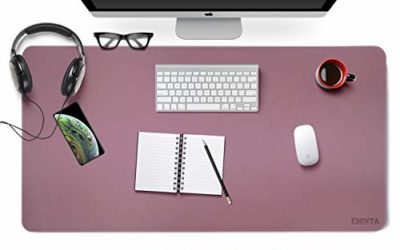 Dual Sided PU Leather Desk Pad, 2019 Upgrade Sewing Edge Office Desk Mat, Waterproof Desk Blotter Protector, Desk Writing Mat Mouse Pad (Purple/Pink, 31.5" x 15.7")