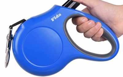 Fida Retractable Dog Leash, 16ft Heavy Duty Pet Walking Leash for X-Small/Small/Medium/Large Dog or Cat up to 110 lbs, Tangle Free. One-Hand Brake (Large, Blue)