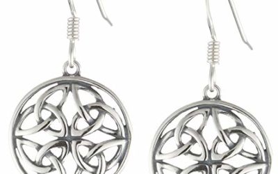 Sterling Silver Oxidized Celtic Knot Round Drop Earrings