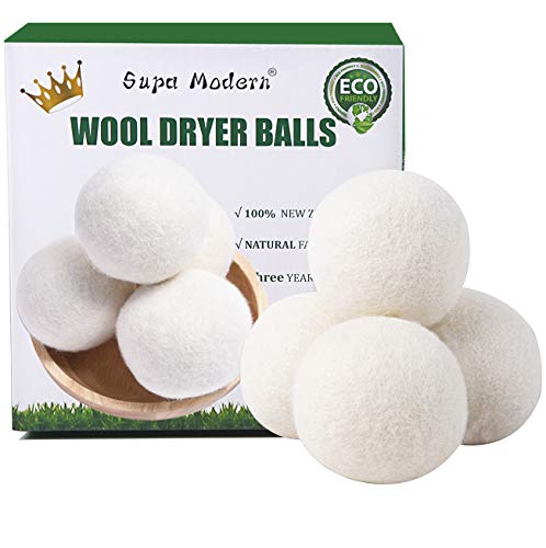 Wool Dryer Balls Organic XL, Natural Fabric Softener 100% New Zealand Wool, Chemical Free Eco Wool Dryer Balls Laundry, Handmade Reusable Balls Reduce Wrinkles & Shorten Drying Time
