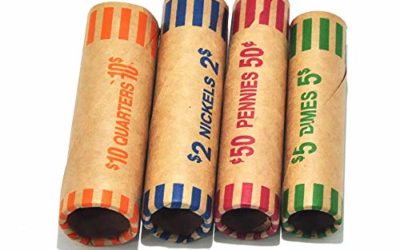 L LIKED 128 Assorted Coin Preformed Wrappers Rolls – Quarters, Pennies, Nickels and Dimes (128 Assorted)