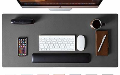 Leather Desk Pad Protector,Mouse Pad,Office Desk Mat,Non-Slip PU Leather Desk Blotter,Laptop Desk Pad,Waterproof Desk Writing Pad for Office and Home (Gray,36" x 17")