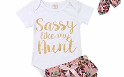 MAINESAKA Newborn Infants Baby Girls Long Sleeve Romper Bodysuit Playsuit Bow-Knot Headband Outfits (0-3M, White+Dark Pink)