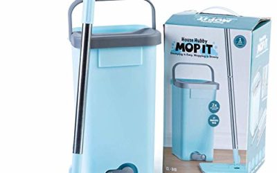 Flat Squeeze Mop and Bucket Set with Microfiber Pads for Kitchen, Bathroom, Home – Self Wringing Mop System Includes Reusable Washable Microfiber Pads Perfect For Hardwood Floor, Tile, Dust, Pet Hair