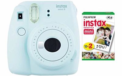 Fujifilm instax Mini 9 Instant Camera (Ice Blue) with Film Twin Pack Bundle (2 Items)