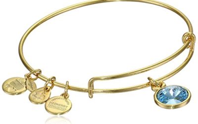 Alex and Ani "Bangle Bar" March Imitation Birthstone Gold-Tone Expandable Bracelet