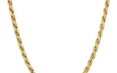 Amazon Essentials Yellow Gold Plated Sterling Silver Diamond Cut Rope Chain Necklace, 20"