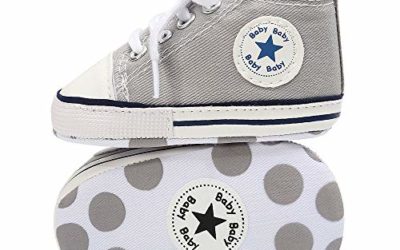 Tutoo Unisex Baby Boys Girls Star High Top Sneaker Soft Anti-Slip Sole Newborn Infant First Walkers Canvas Denim Shoes