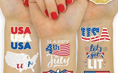 xo, Fetti Fourth of July Decorations Temporary Tattoos – 30 styles | Labor Day, America, Memorial Day, Independence Day, Red White and Blue Party Supplies, 4th of July, USA