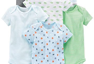 Simple Joys by Carter's Baby Boys 6-Pack Short-Sleeve Bodysuit, Blue/Grey, 24 Months