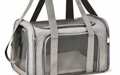 Henkelion Large Cat Carriers Dog Carrier Pet Carrier for Large Cats Dogs Puppies up to 25Lbs, Big Dog Carrier Soft Sided, Collapsible Waterproof Travel Puppy Carrier – Large – Grey