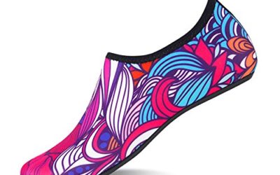 HMIYA Aqua Socks Beach Water Shoes Barefoot Yoga Socks Quick-Dry Surf Swim Shoes for Women Men (Abstract Flower, 40/41EU)