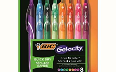 BIC Gel-Ocity Quick Dry Gel Pens, Medium Point Retractable Gel Pen (0.7mm), Assorted Colors, 8-Count