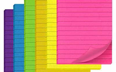 AIEX 6 Pack 300 Sheets Lined Sticky Notes 6 Bright Colors Self-Stick Notes Memo Notes for Office, School and Home (4 x 6 Inch)