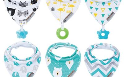 Baby Bandana Drool Bibs 6-Pack and Teething Toys 6-Pack Made with 100% Organic Cotton, Super Absorbent and Soft Unisex (Vuminbox) (6-Pack Unisex)