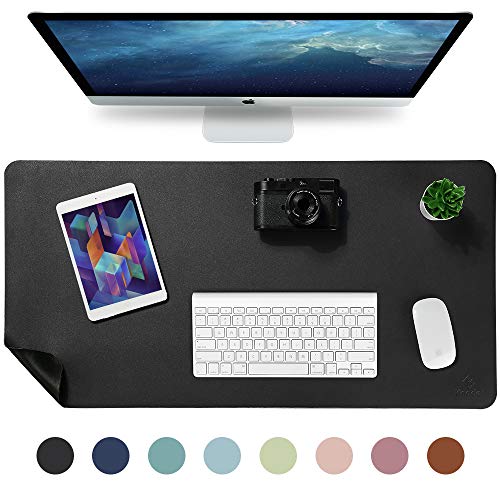 Knodel Desk Pad, Office Desk Mat, 31.5" x 15.7" PU Leather Desk Blotter, Laptop Desk Mat, Waterproof Desk Writing Pad for Office and Home, Dual-Sided (Black)