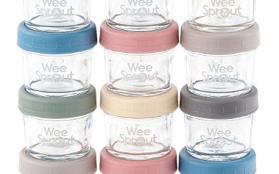 Glass Baby Food Storage Containers | Set of 12 | 4 oz Glass Baby Food Jars with Lids | Freezer Storage | Reusable Small Glass Baby Food Containers | Microwave/Dishwasher Friendly | for Infant & Babies