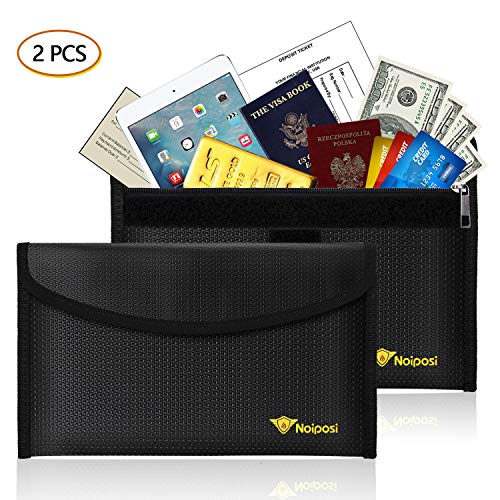 Noiposi Fireproof Money Bag, 10.8"x6.7" Waterproof and Fireproof Envelope, Small Fireproof Safe Storage Pouch for Document,Money and Cash, Pack of 2