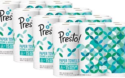 Amazon Brand – Presto! Flex-a-Size Paper Towels, Huge Roll, 24 Count = 60 Regular Rolls