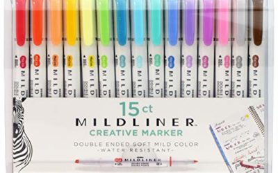Zebra Pen Mildliner, Double Ended Highlighter, Broad and Fine Tips, Assorted Colors, 15 Pack