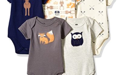 Hudson Baby Unisex Cotton Bodysuits, Forest, 6-9 Months