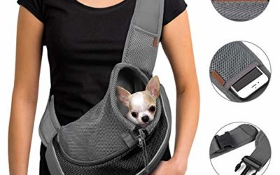 YUDODO Reflective Pet Dog Sling Carrier Breathable Mesh Travel Safe Sling Bag Carrier for Dogs Cats (S up to 5lbs Black)