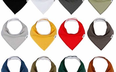 Baby Bandana Drool Bibs for Boys and Girls, Solid Colors, Unisex 12 Pack Baby Shower Gift Set for Teething and Drooling, Organic Cotton Bibs,Soft Absorbent and Hypoallergenic