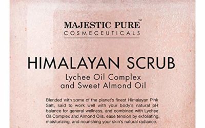 Majestic Pure Himalayan Salt Body Scrub with Lychee Oil, Exfoliating Salt Scrub to Exfoliate & Moisturize Skin, Deep Cleansing – 10 oz
