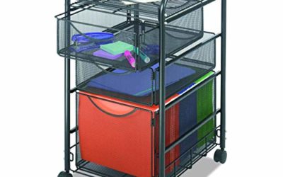 Safco Products Onyx Mesh 1 File Drawer and 2 Small Drawers Rolling File Cart 5213BL, Black Powder Coat Finish, Durable Steel Mesh Construction, Swivel Wheels For Mobility