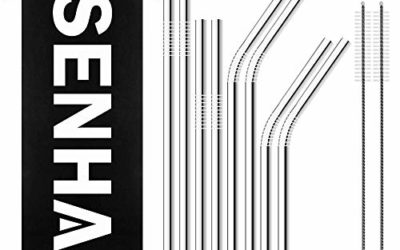 SENHAI Set of 8 Stainless Steel Straws for 30oz 20oz Tumblers Cups Mugs, Metal Drinking Straw with Cleaning Brush for 30 20 Ounce Yeti Rambler Rtic Ozark Trail